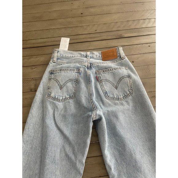 LEVI'S Raw Hem High Rise Loose Fit Straight Leg Dad Jeans - Size 24 - Picture 8 of 10